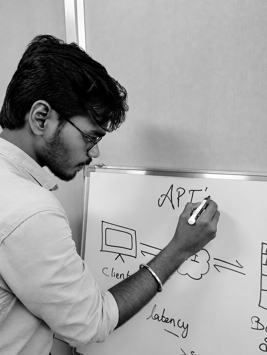 Yogesh sketching system architecture and API latency on a whiteboard